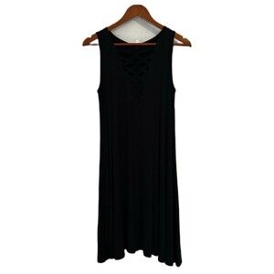 Cable & Gauge Dress Women S Black Cutout Midi Flowy Pull On Cottage Preppy Beach